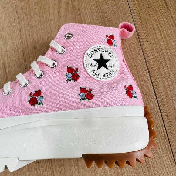 ⭐Converse Run Star Hike Hi Sz 9.5 Men's Shoes Pink Red Roses Sneakers A05192C - Picture 6 of 10